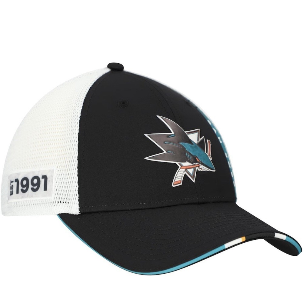 San Jose Sharks Pro Draft Trucker Hat Fanatics Snapback NHL 1991 Mesh Black